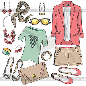 Casual women clothes collection - vector image