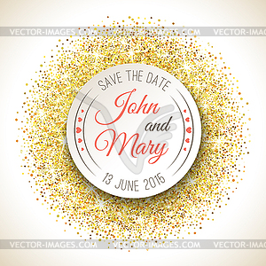 Perfect wedding template with golden confetti theme - vector image