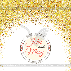 Perfect wedding template with golden confetti theme - vector clip art
