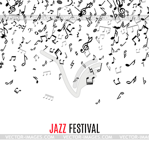 Abstract musical frame and border with black notes - vector clipart