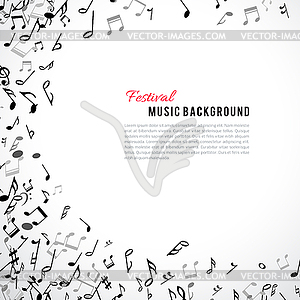 Abstract musical frame and border with black notes - vector clipart