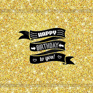 Perfect happy birthday template with golden confett - vector clipart