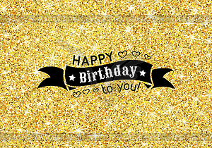 Perfect happy birthday template with golden confett - color vector clipart