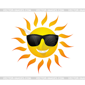 Cute cartoon summer sun icon - vector clip art