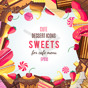 Sweet dessert food frame  - vector clip art