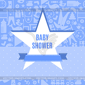 Baby shower card in blue and pink color - royalty-free vector clipart