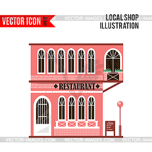 Set of flat shop building facades icons - vector image