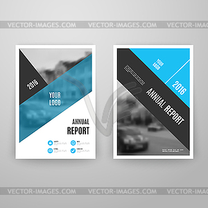 Abstract blue brochure template with icons - vector image
