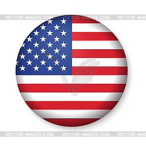 American United States Flag in glossy round button - vector clipart