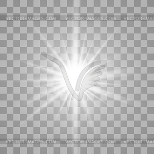 White glowing light burst on transparent background - vector clipart