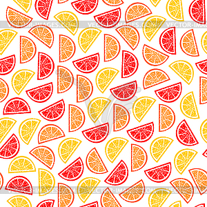 Citrus seamless pattern. Slices of tropical fruits - vector image