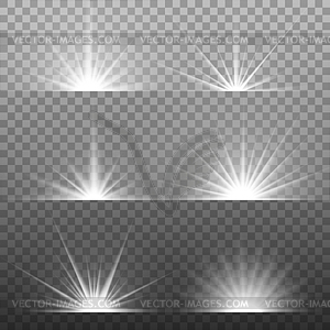 White glowing light burst on transparent background - vector clipart