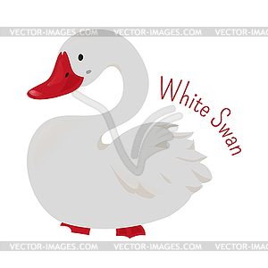 White cartoon swan - vector clipart