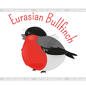 Eurasian cartoon bullfinch - vector clipart