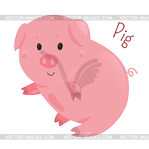 Pig. Sticker for kids. Child fun icon - vector image