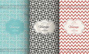 Elegant vintage seamless pattern set - vector clipart