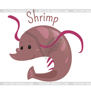 Shrimp . Sticker for kids. Child fun pattern icon - vector clipart