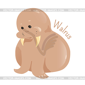 Walrus . Child fun pattern icon - vector clip art