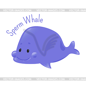 Sperm whale. Sticker for kids. Child fun icon - vector image