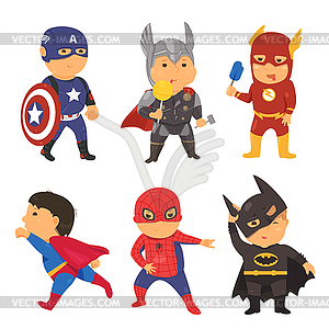Cartoon superhero costume kids. for comic super hero - vector clip art