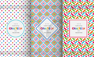 Bright colorful seamless patterns for baby style - color vector clipart