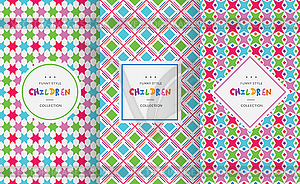 Bright colorful seamless patterns for baby style - vector clip art