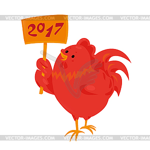 Cartoon chinese zodiac fire rooster - vector clip art