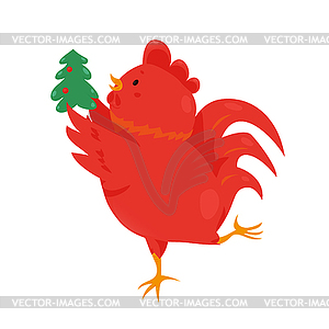 Cartoon chinese zodiac fire rooster - vector clipart