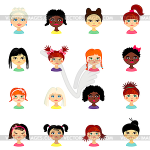 Avatar set with womens of different ethnicity origin - vector clip art