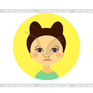 Female face avatar profile head - vector image