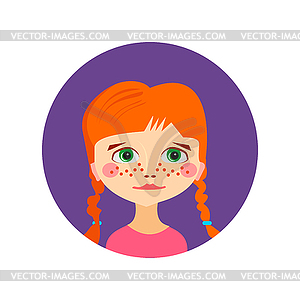 Female face avatar profile head - vector clipart