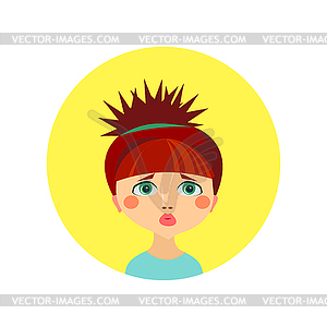 Female face avatar profile head - vector clipart