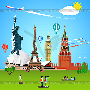 World landmarks concept. for travel design - vector image