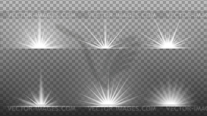 White glowing light burst on transparent background - vector clip art