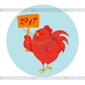 Cartoon chinese zodiac fire rooster - vector EPS clipart