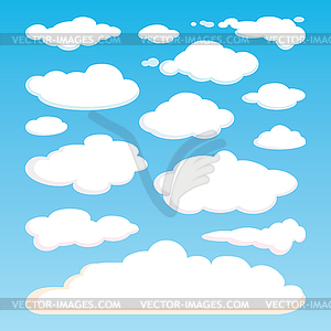 Pattern of white clouds on blue sky background - vector image