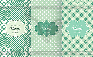 Retro mint and emerald seamless patterns - royalty-free vector image