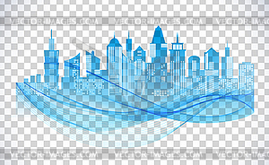 Cityscape blue icon on transparent background. - vector clipart