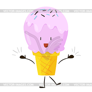 Funny fast food ice cream icon - vector clipart