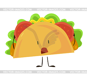 Funny fast food taco icon - vector image