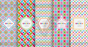 Bright colorful seamless patterns for baby style - vector image