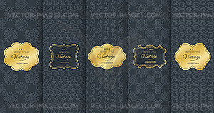 Golden vintage frame on black pattern background - vector clipart