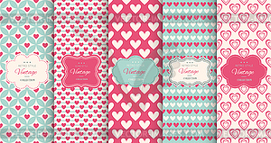 Pink heart seamless pattern background - vector image