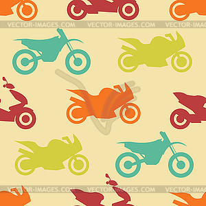 Retro motorcycle seamless pattern - vector image