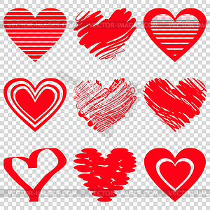 Red heart icons - vector clip art