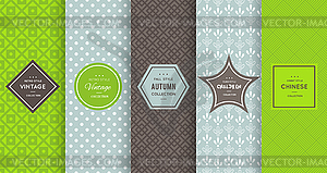 Retro different seamless patterns - vector clip art