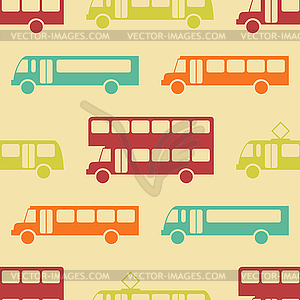 Retro bus seamless pattern - vector image