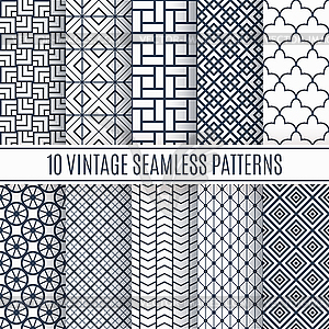 Blue line seamless patterns for universal background - vector clipart