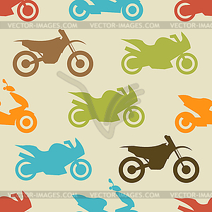 Retro motorcycle seamless pattern - vector clip art