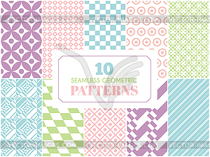 Pastel retro different seamless patterns - vector image